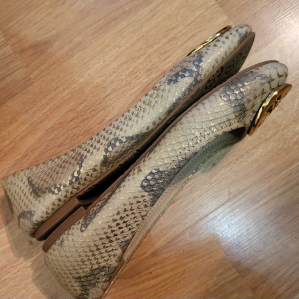 Tory Burch Metallicgold Python Embossed Leather R… - image 4